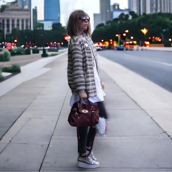 ✨NWT H&M Cream Blue Gold Striped Textured Weave Boucle Zip Front Jacket Size 6 - Picture 12 of 12